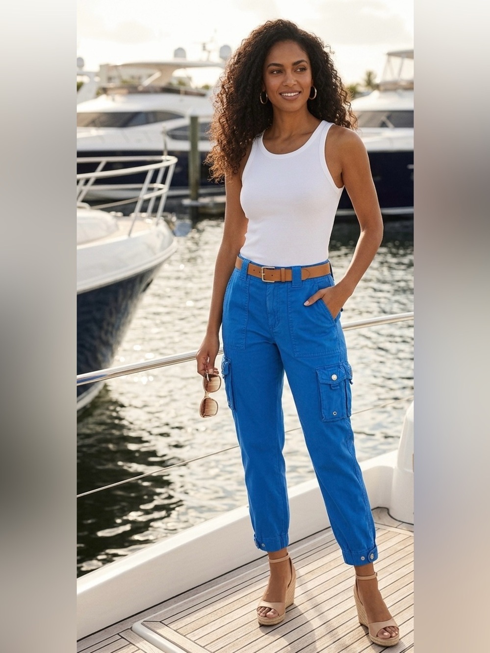 Lauren Ralph Lauren Cobalt Blue Cargo Capri Pants Size 2